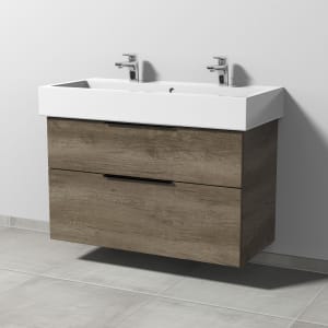 Sanipa 3way Waschtischunterbau für Keramik-Waschtisch Vero 100 cm, 2 Auszüge mit Aufsatzgriff