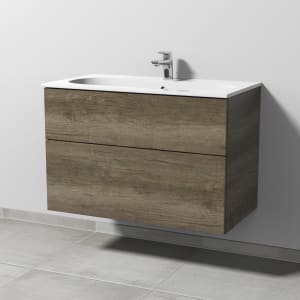 Sanipa 3way Waschtischunterbau für Keramik-Waschtisch Acanto Slim 90 cm, 2 Auszüge mit Push to open