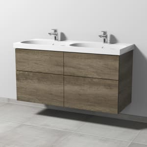Sanipa 3way Waschtischunterbau für Keramik-Doppelwaschtisch Acanto 120 cm, 4 Auszüge mit Push to open