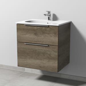 Sanipa 3way Waschtischunterbau für Keramik-Waschtisch Acanto Slim 60 cm, 2 Auszüge mit Aufsatzgriff