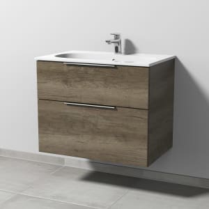 Sanipa 3way Waschtischunterbau für Keramik-Waschtisch Acanto Slim 75 cm, 2 Auszüge mit Aufsatzgriff