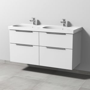 Sanipa 3way Waschtischunterbau für Keramik-Doppelwaschtisch Acanto 120 cm, 4 Auszüge mit Aufsatzgriff