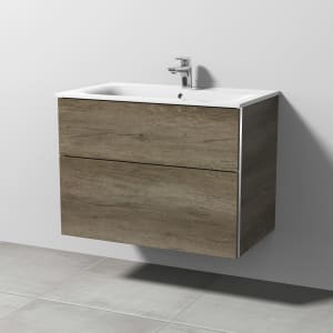 Sanipa 3way Waschtischunterbau für Keramik-Waschtisch Renova Plan Slim 80 cm, 2 Auszüge mit Griffleisten