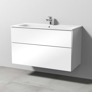 Sanipa 3way Waschtischunterbau für Keramik-Waschtisch Renova Plan Slim 100 cm, 2 Auszüge mit Griffleisten