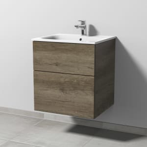 Sanipa 3way Waschtischunterbau für Keramik-Waschtisch Renova Plan Slim 55 cm, 2 Auszüge mit Push to open