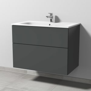 Sanipa 3way Waschtischunterbau für Keramik-Waschtisch Renova Plan Slim 80 cm, 2 Auszüge mit Push to open