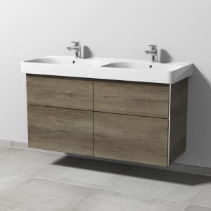 Sanipa 3way Waschtischunterbau für Keramik-Doppelwaschtisch Smyle Square 120 cm, 4 Auszüge mit Griffleisten
