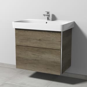 Sanipa 3way Waschtischunterbau für Keramik-Waschtisch Smyle Square 75 cm, 2 Auszüge mit Griffleisten