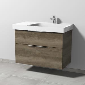 Sanipa 3way Waschtischunterbau für Keramik-Waschtisch Xeno² 90 cm, 2 Auszüge mit Aufsatzgriff, Ablagefläche links