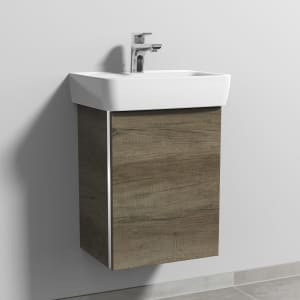 Sanipa 3way Waschtischunterbau für Keramik-Waschtisch Renova Plan 45 cm, 1 Tür, Anschlag rechts, mit Griffleiste