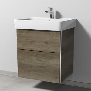 Sanipa 3way Waschtischunterbau für Keramik-Waschtisch Renova Plan 60 cm, 2 Auszüge mit Griffleisten