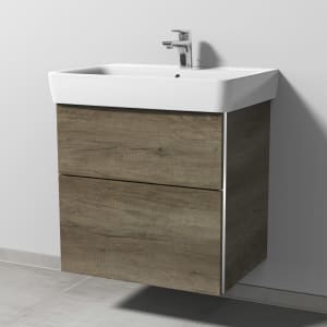 Sanipa 3way Waschtischunterbau für Keramik-Waschtisch Renova Plan 65 cm, 2 Auszüge mit Griffleisten