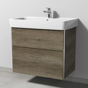 Sanipa 3way Waschtischunterbau für Keramik-Waschtisch Renova Plan 75 cm, 2 Auszüge mit Griffleisten