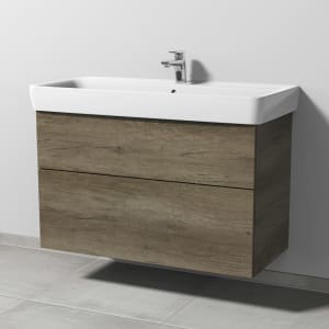 Sanipa 3way Waschtischunterbau für Keramik-Waschtisch Renova Plan 100 cm, 2 Auszüge mit Push to open