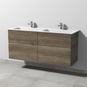 Sanipa 3way Waschtischunterbau für Keramik-Doppelwaschtisch Connect Air 134 cm, 4 Auszüge mit Push to open