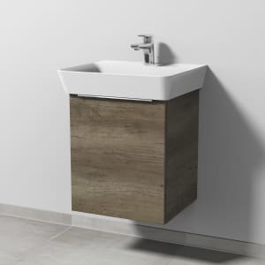 Sanipa 3way Waschtischunterbau für Keramik-Waschtisch Connect Air Cube 50 cm, 1 Tür, Anschlag links, mit Aufsatzgriff