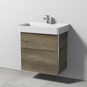 Sanipa 3way Waschtischunterbau für Keramik-Waschtisch Connect Air Cube 65 cm, 2 Auszüge mit Griffleisten