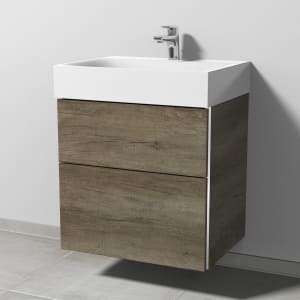 Sanipa 3way Waschtischunterbau für Stahl-Email-Waschtisch Silenio 60 cm, 2 Auszüge mit Griffleisten