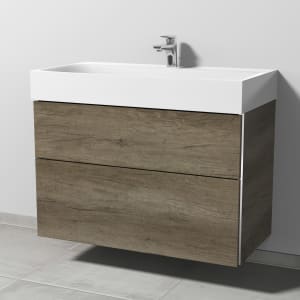 Sanipa 3way Waschtischunterbau für Stahl-Email-Waschtisch Silenio 90 cm, 2 Auszüge mit Griffleisten