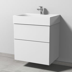 Sanipa 3way Waschtischunterbau für Stahl-Email-Waschtisch Silenio 60 cm, 2 Auszüge mit Push to open