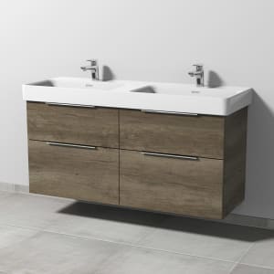 Sanipa 3way Waschtischunterbau für Keramik-Doppelwaschtisch Pro S 130 cm, 4 Auszüge mit Aufsatzgriff