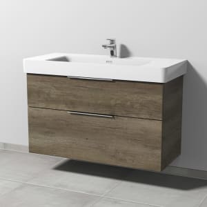 Sanipa 3way Waschtischunterbau für Keramik-Waschtisch Pro S 105 cm, 2 Auszüge mit Aufsatzgriff