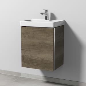 Sanipa 3way Waschtischunterbau für Keramik-Waschtisch Avento 45 cm, 1 Tür, Anschlag links, mit Griffleiste