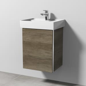 Sanipa 3way Waschtischunterbau für Keramik-Waschtisch Collaro 45 cm, 1 Tür, Anschlag links, mit Griffleiste