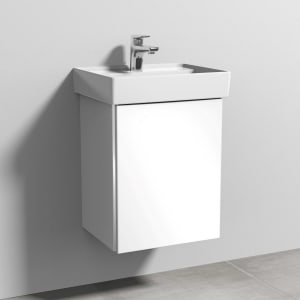 Sanipa 3way Waschtischunterbau für Keramik-Waschtisch Collaro 45 cm, 1 Tür, Anschlag rechts, mit Griffleiste