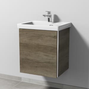 Sanipa 3way Waschtischunterbau für Keramik-Waschtisch Subway 3.0 50 cm, 1 Tür, Anschlag links, mit Griffleiste