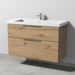 Sanipa 3way Waschtischunterbau für Keramik-Waschtisch Subway 3.0 100 cm, 2 Auszüge mit Aufsatzgriff