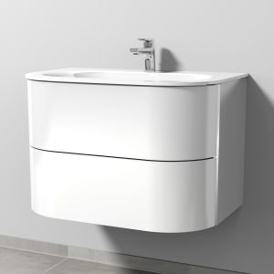 Sanipa 4balance Glas-Waschtisch + Waschtischunterbau 80 cm mit 2 Auszügen