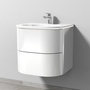 Sanipa 4balance Glas-Waschtisch + Waschtischunterbau 60 cm mit 2 Auszügen, LED