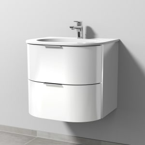 Sanipa 4balance Keramik-Waschtisch + Waschtischunterbau 60 cm mit 2 Auszügen, Griff