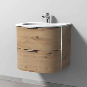 Sanipa 4balance Keramik-Waschtisch + Waschtischunterbau 60 cm mit 2 Auszügen, Griff