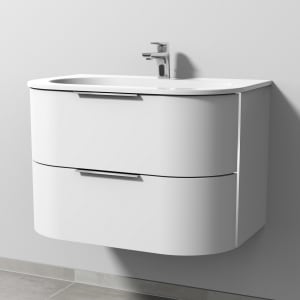 Sanipa 4balance Keramik-Waschtisch + Waschtischunterbau 80 cm mit 2 Auszügen, Griff