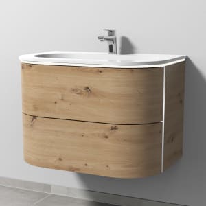 Sanipa 4balance Keramik-Waschtisch + Waschtischunterbau 80 cm mit 2 Auszügen, LED