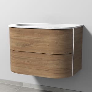 Sanipa 4balance Keramik-Waschtisch + Waschtischunterbau 80 cm mit 2 Auszügen ohne Hahnloch