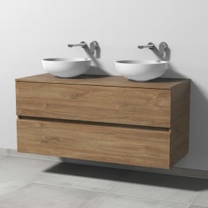 Sanipa Solo One Eloquo Keramik-Set 120 cm mit 2 Keramik-Waschtischen und  Waschtischunterbau mit 2 Auszügen