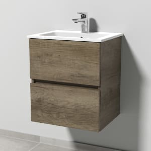 Sanipa Solo One Euphoria-Compact Keramik-Set 49,2 cm mit Keramik-Waschtisch und Waschtischunterbau mit 2 Auszügen