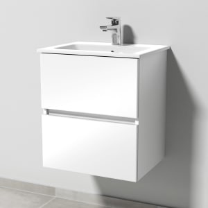 Sanipa Solo One Euphoria-Compact Keramik-Set 49,2 cm mit Keramik-Waschtisch und Waschtischunterbau mit 2 Auszügen