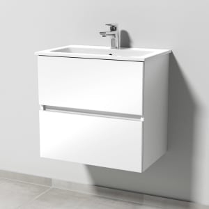 Sanipa Solo One Euphoria-Compact Keramik-Set 59,2 cm mit Keramik-Waschtisch und Waschtischunterbau mit 2 Auszügen