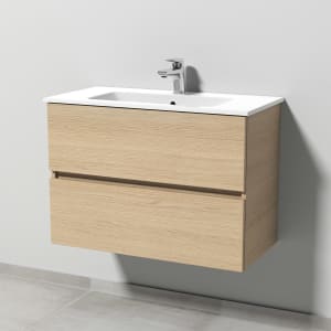 Sanipa Solo One Euphoria-Compact Keramik-Set 79,2 cm mit Keramik-Waschtisch und Waschtischunterbau mit 2 Auszügen