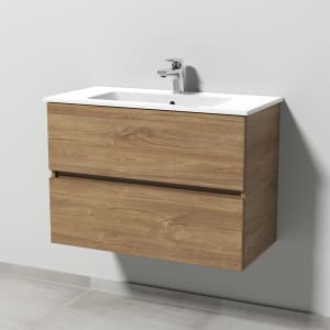 Sanipa Solo One Euphoria-Compact Keramik-Set 79,2 cm mit Keramik-Waschtisch und Waschtischunterbau mit 2 Auszügen