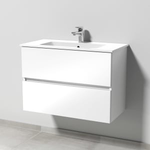 Sanipa Solo One Euphoria-Compact Keramik-Set 79,2 cm mit Keramik-Waschtisch und Waschtischunterbau mit 2 Auszügen