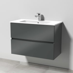 Sanipa Solo One Euphoria-Compact Keramik-Set 79,2 cm mit Keramik-Waschtisch und Waschtischunterbau mit 2 Auszügen