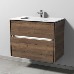 Sanipa Twiga Keramikwaschtisch Design 80 cm mit Unterschrank, 2 Auszüge, inkl. LED-Beleuchtung