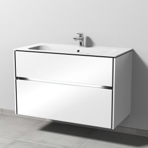Sanipa Twiga Keramikwaschtisch Finion 100 cm mit Unterschrank, 2 Auszüge, inkl. LED-Beleuchtung