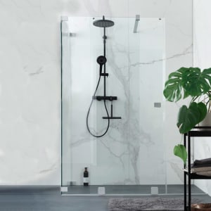 SCHÖNER WOHNEN-Kollektion FIT Walk-In Schiebetür mit Seitenwand 140 x 210 cm, mit Temperdur-Beschichtung, Türanschlag links