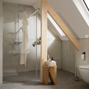 SCHÖNER WOHNEN-Kollektion FIT Nischentür mit festem Glaselement in Flucht 140 x 210 cm, Türanschlag links